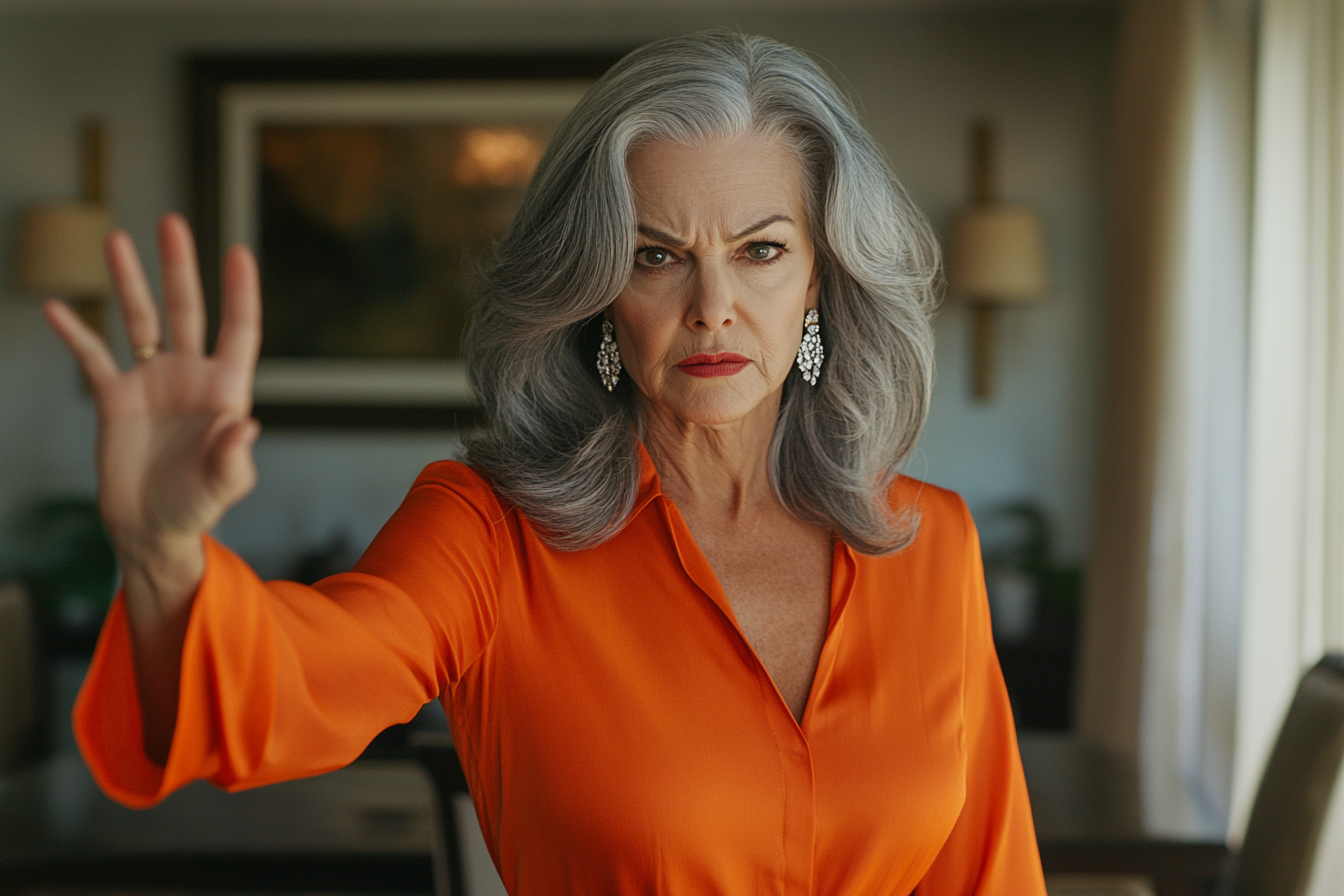 A woman holding her palm up | Source: No source