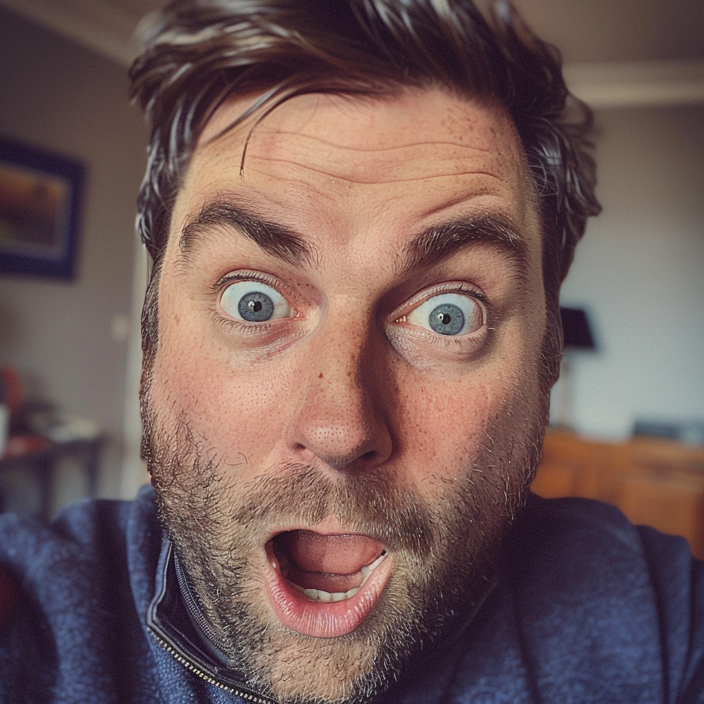 A close-up of a surprised man | Source: No source