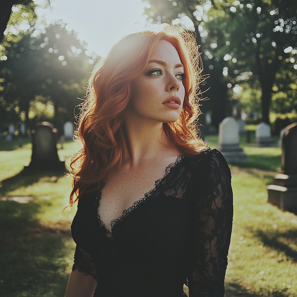 A woman standing in a cemetery | Source: no source