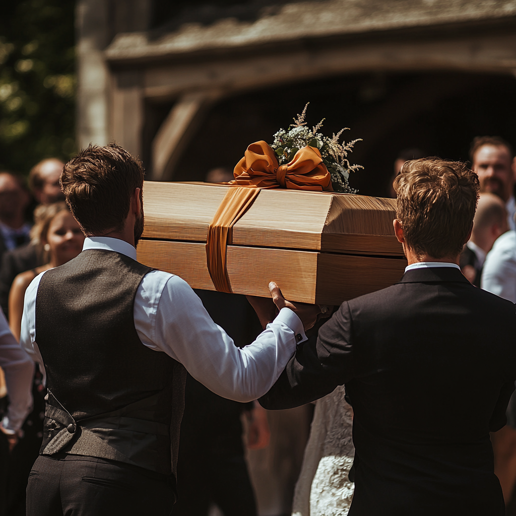 Men carrying a coffin at a wedding | Source: No source