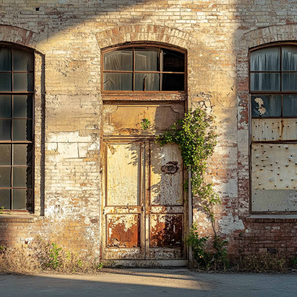 A closeup of the exterior of an old, run-down building | Source: no source