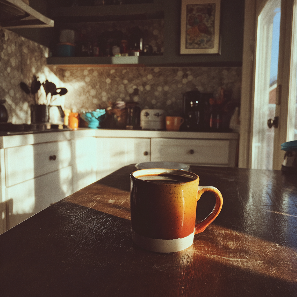 A cup of coffee on a kitchen table | Source: no source
