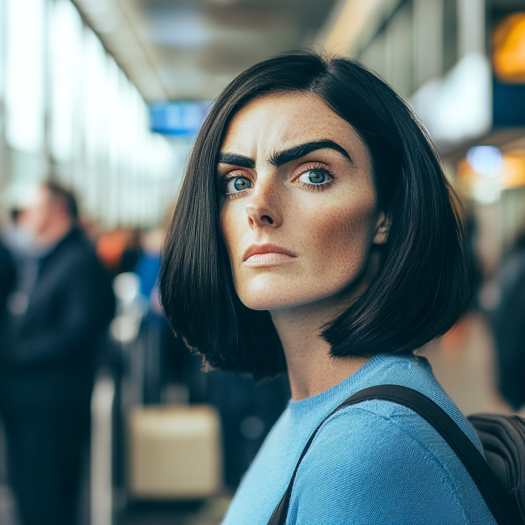 A worried woman in an airport | Source: No source