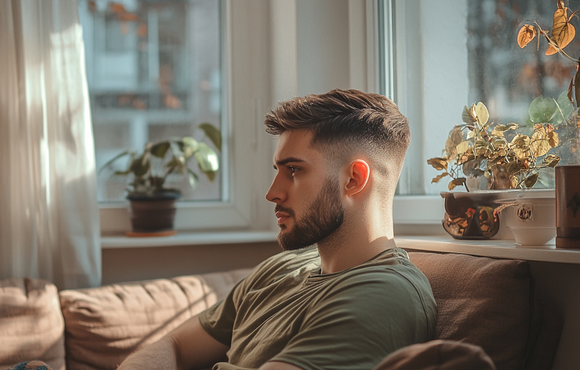 A man sitting in his apartment | Source: No source
