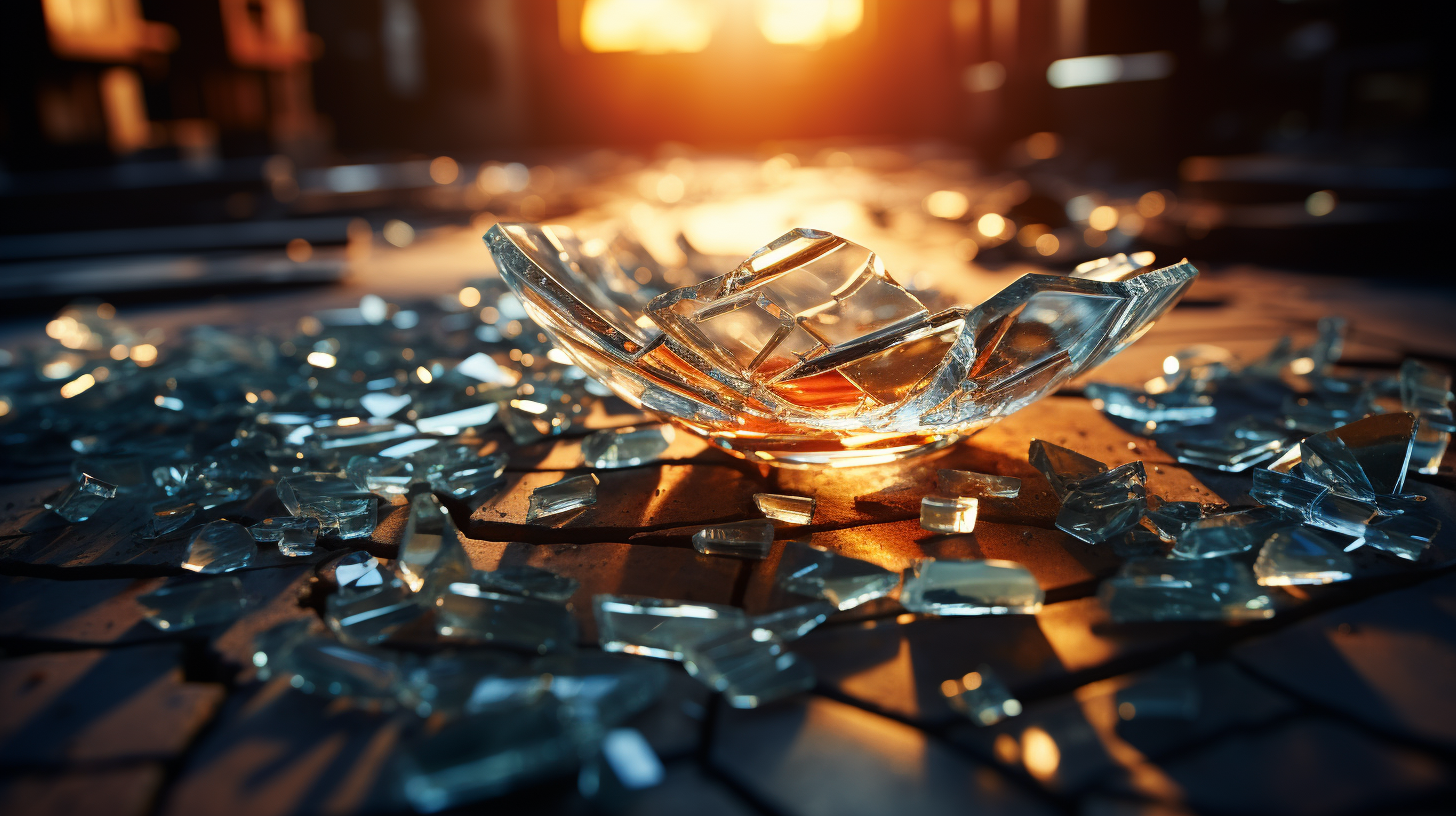 Close-up shot of shattered glass on the floor | Source: No source