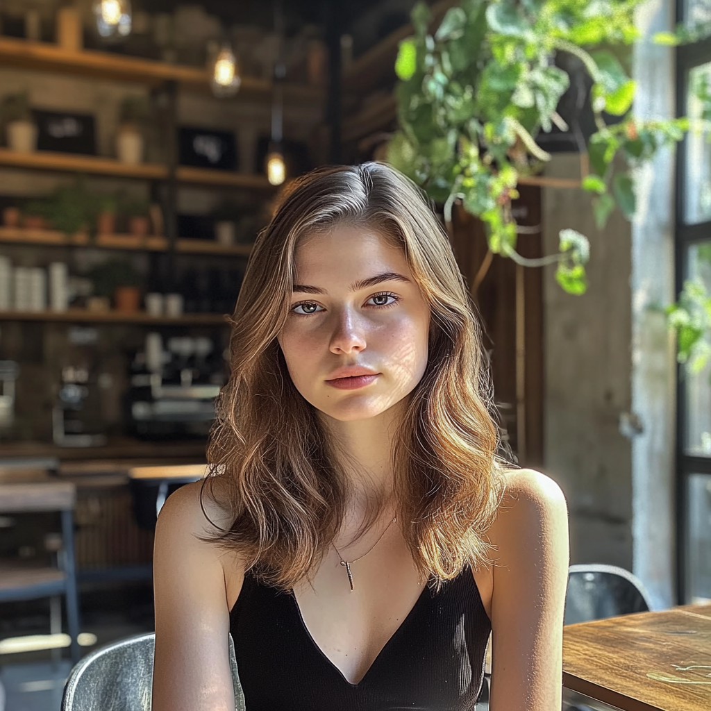 A woman sitting in a coffee shop | Source: No source