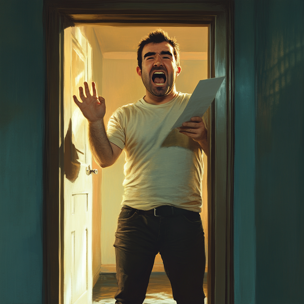 An angry man holding a letter | Source: No source