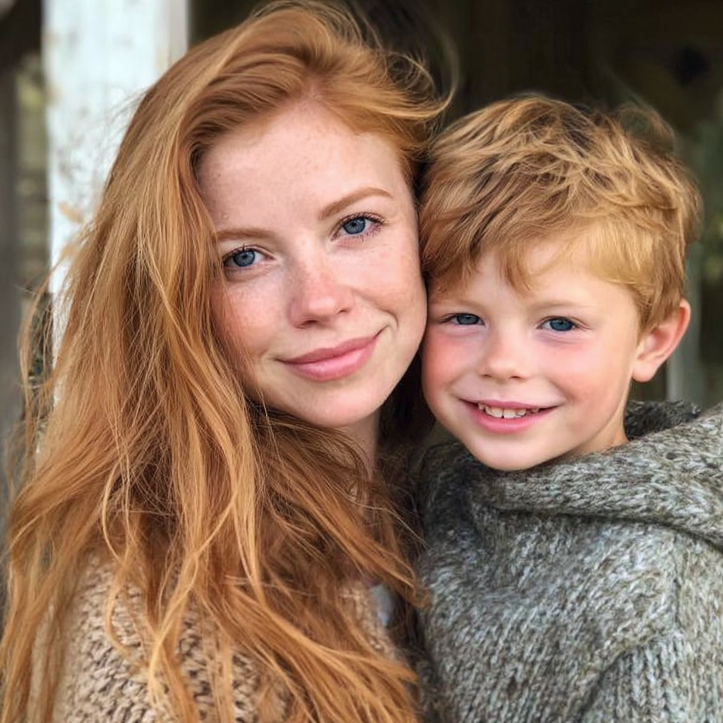 A smiling mom and son standing outside | Source: No source
