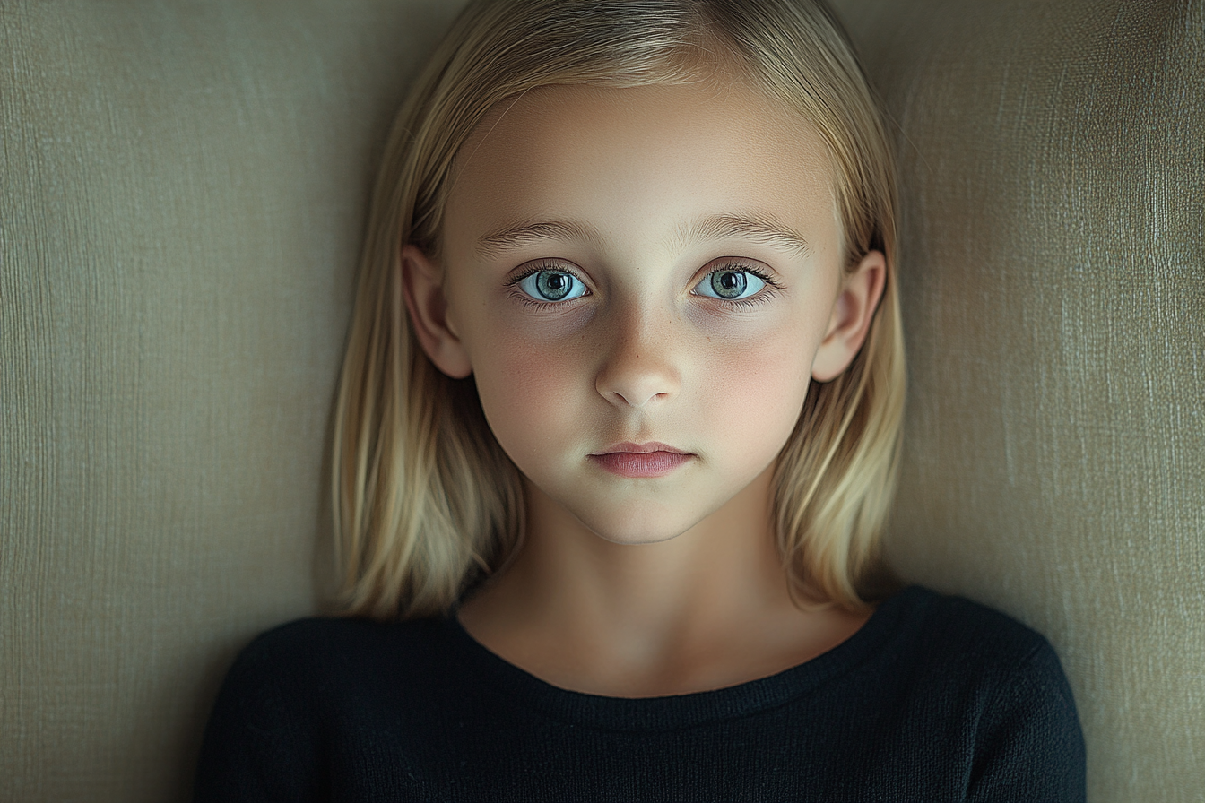 A little girl looking straight ahead | Source: no source