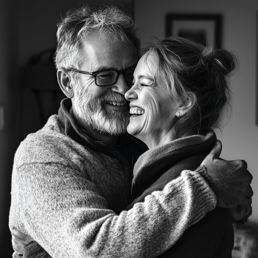 A couple hugging and laughing | Source: no source