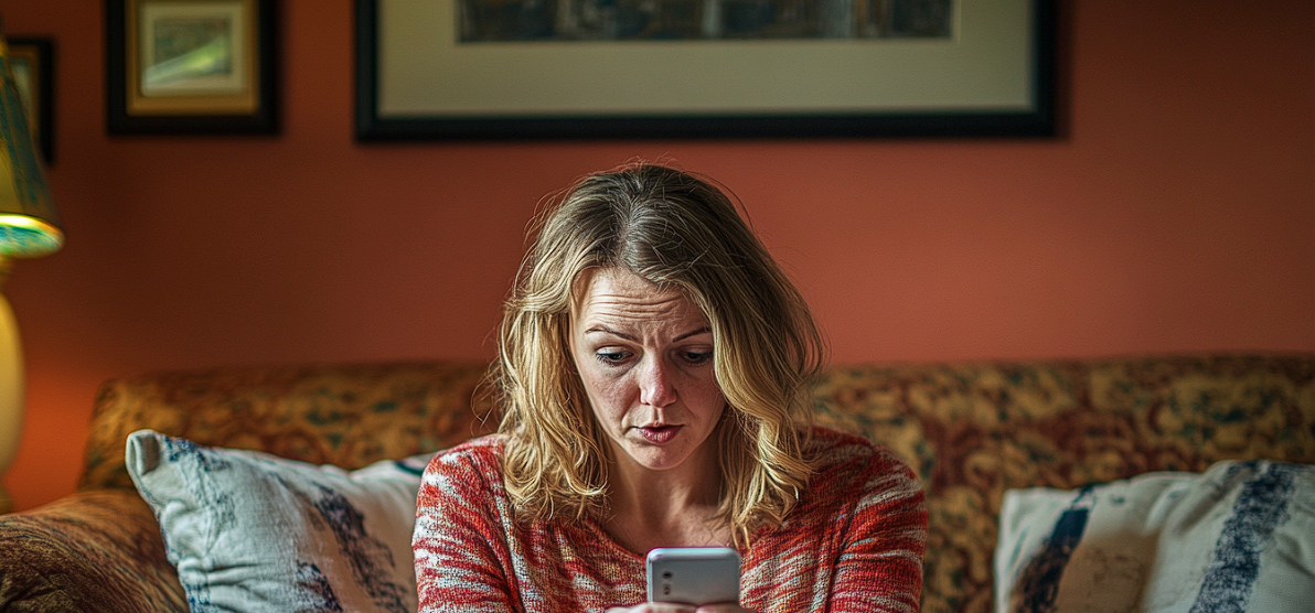 A woman staring at her phone in surprise | Source: No source
