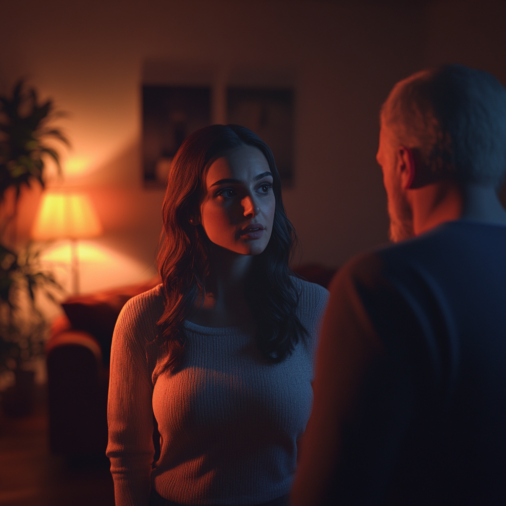 A woman talking to her stepfather | Source: no source