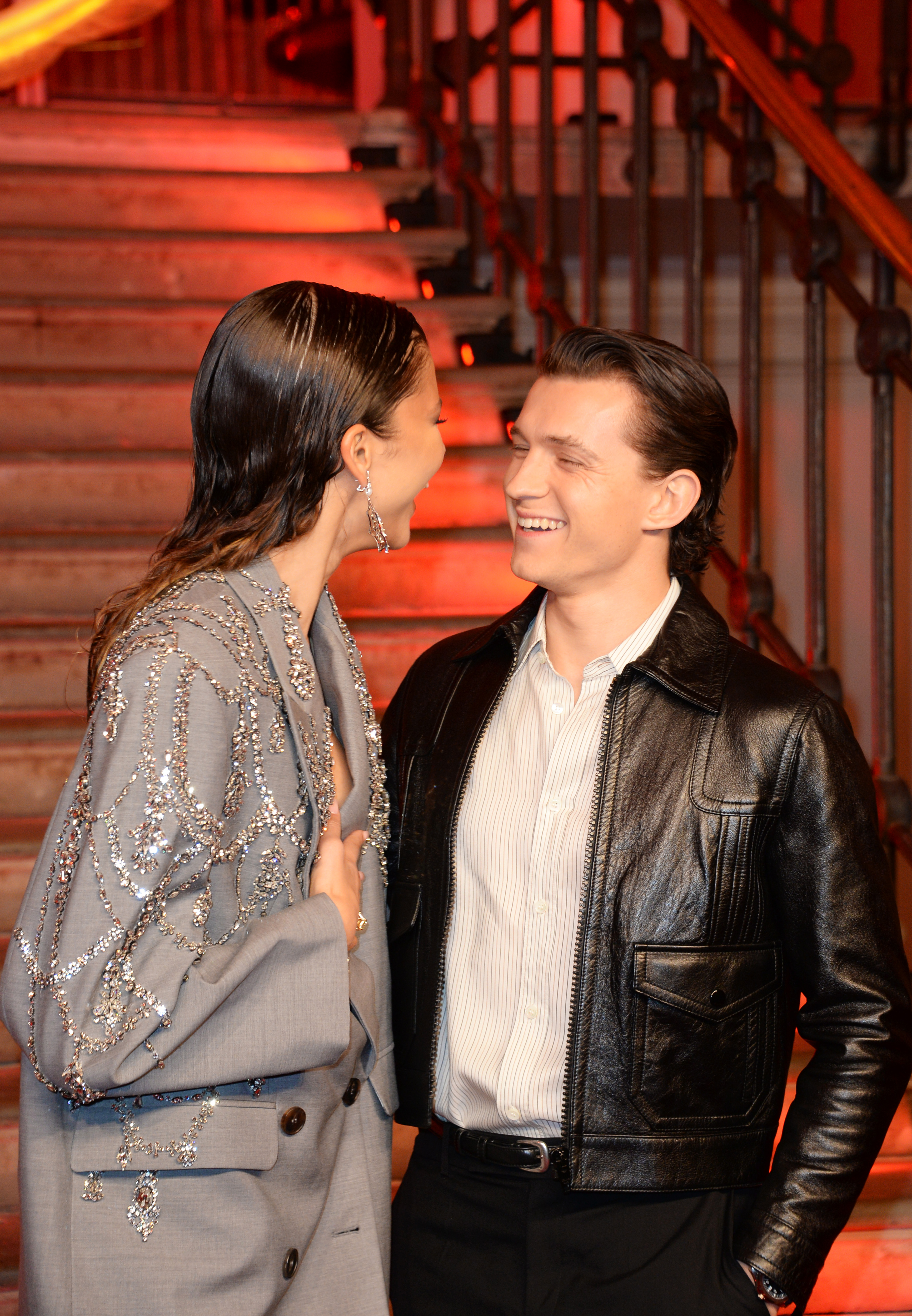 Zendaya and Tom Holland at a photocall for "Spider-Man: No Way Home" on December 5, 2021, in London, England. | Source: Getty Images