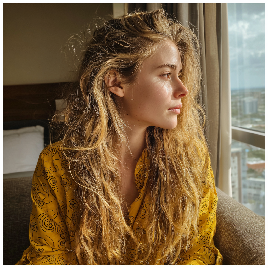 A woman sitting and looking out of a window | Source: No source
