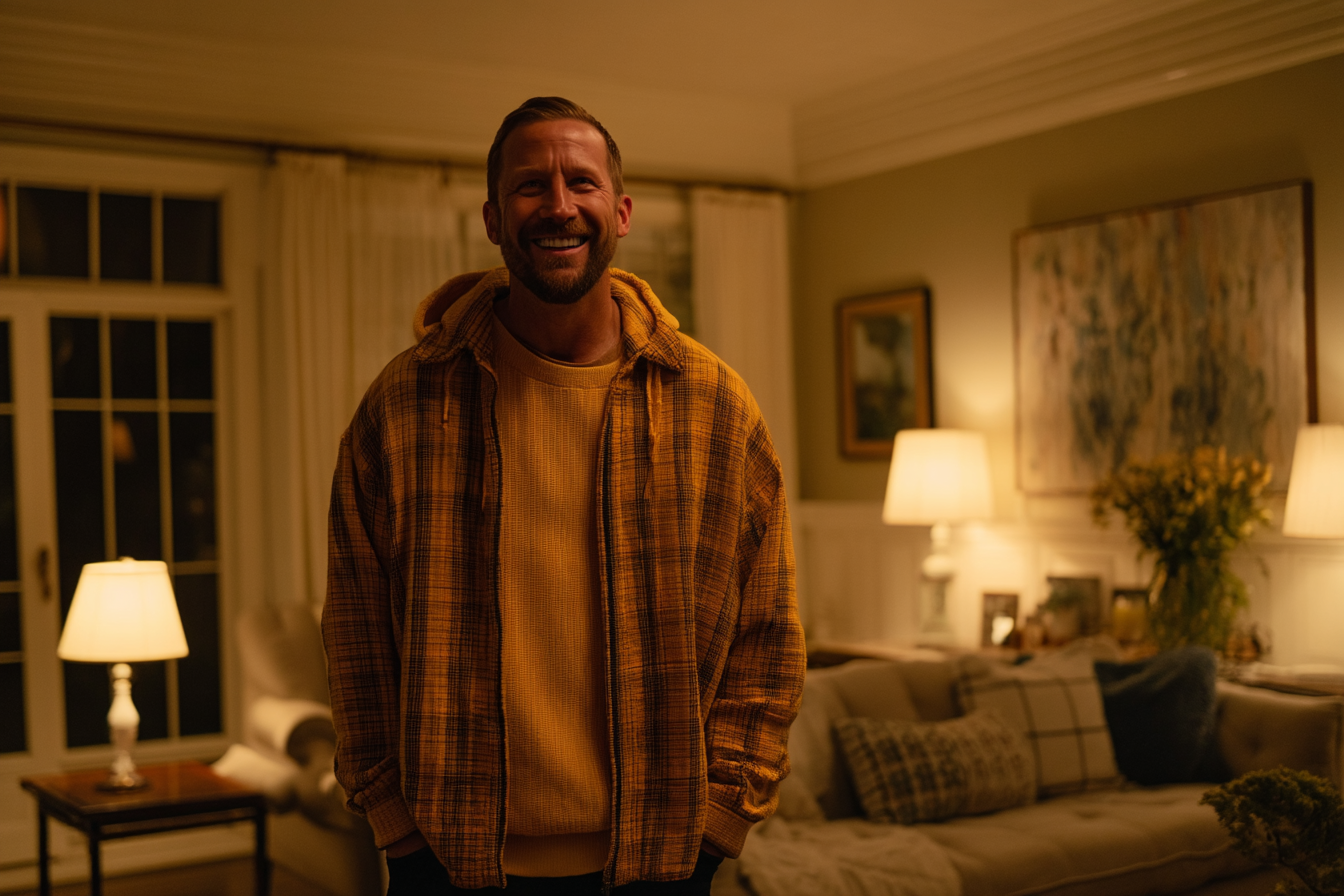 A man standing in a living room | Source: No source