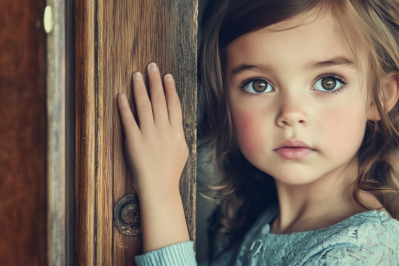 A girl standing near a closed door | Source: No source