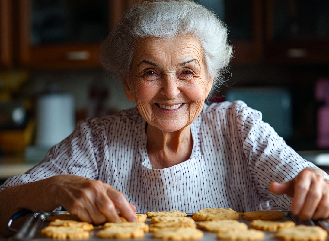 An elderly woman packing away cookies | Source: No source