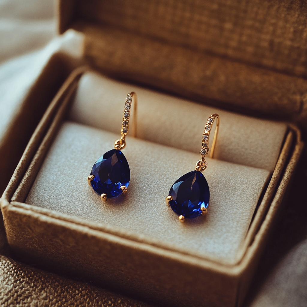 A pair of earrings in a box | Source: No source