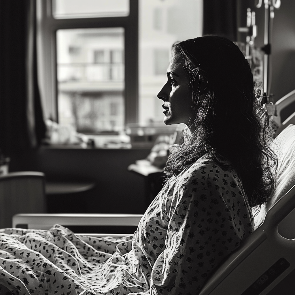 Woman seated on a hospital bed | Source: No source