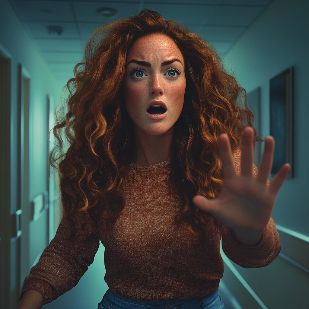 A horrified woman calling out to someone | Source: No source