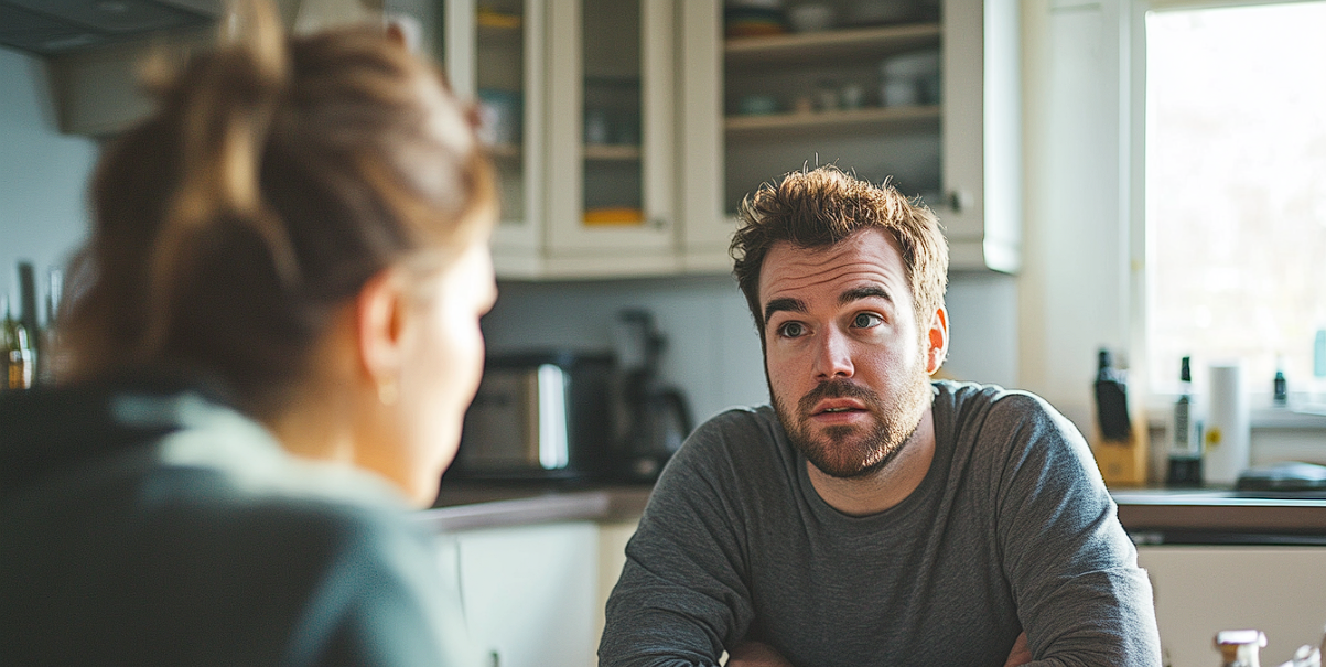 A couple having a serious conversation at the kitchen table | Source: No source