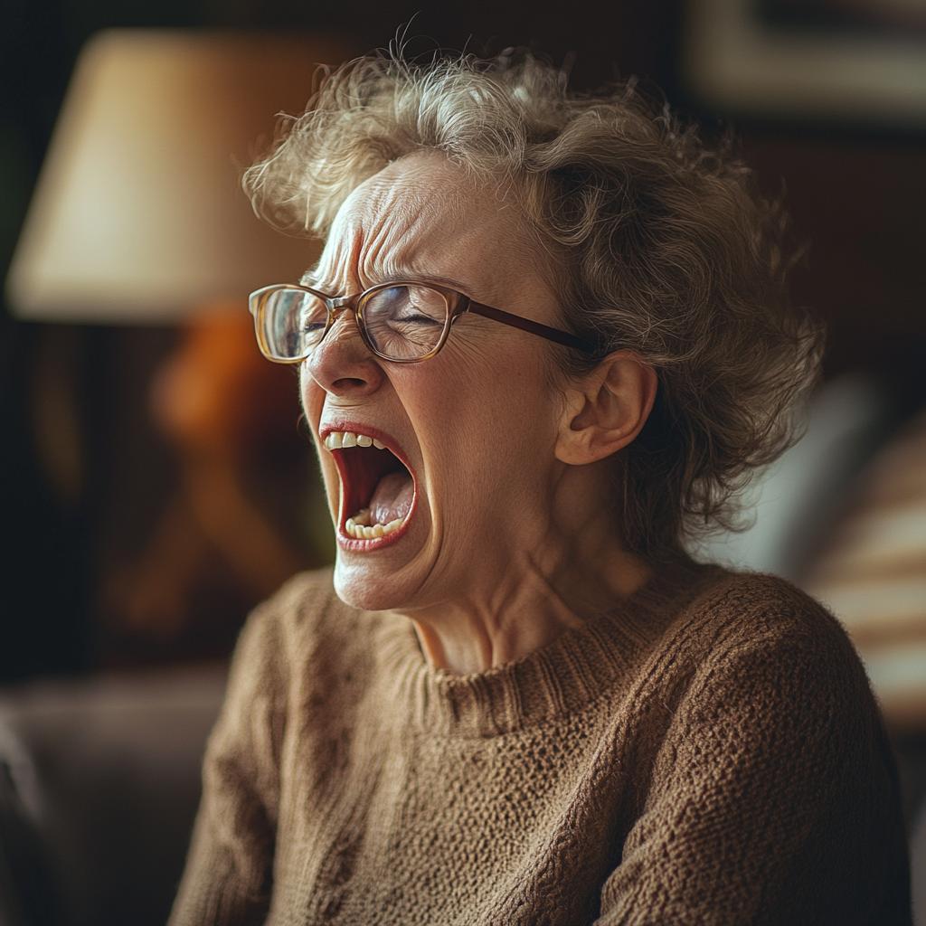 An elderly woman shouting | Source: No source