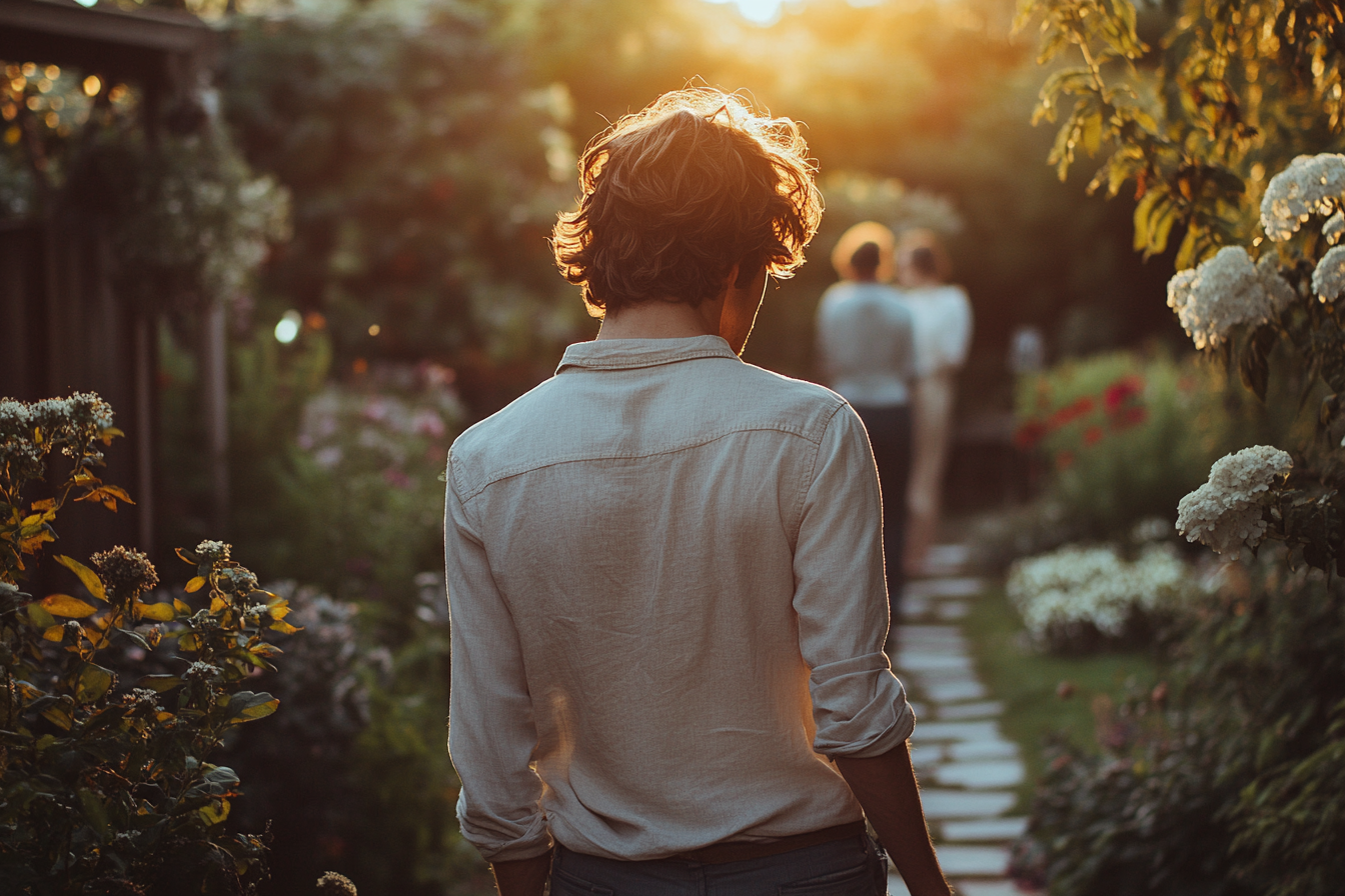 Man walking in a garden | Source: No source