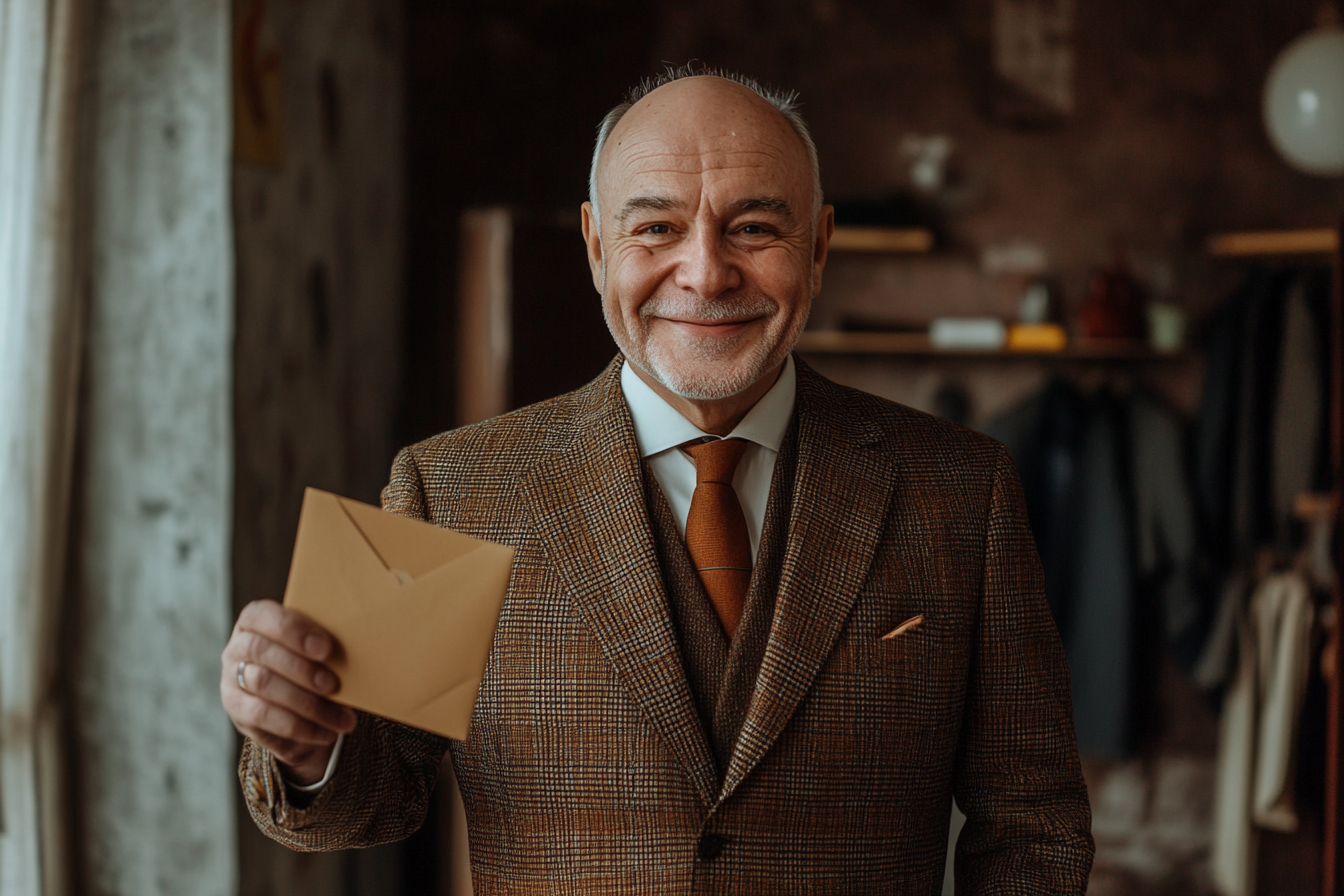 A man holding out an envelope | Source: no source