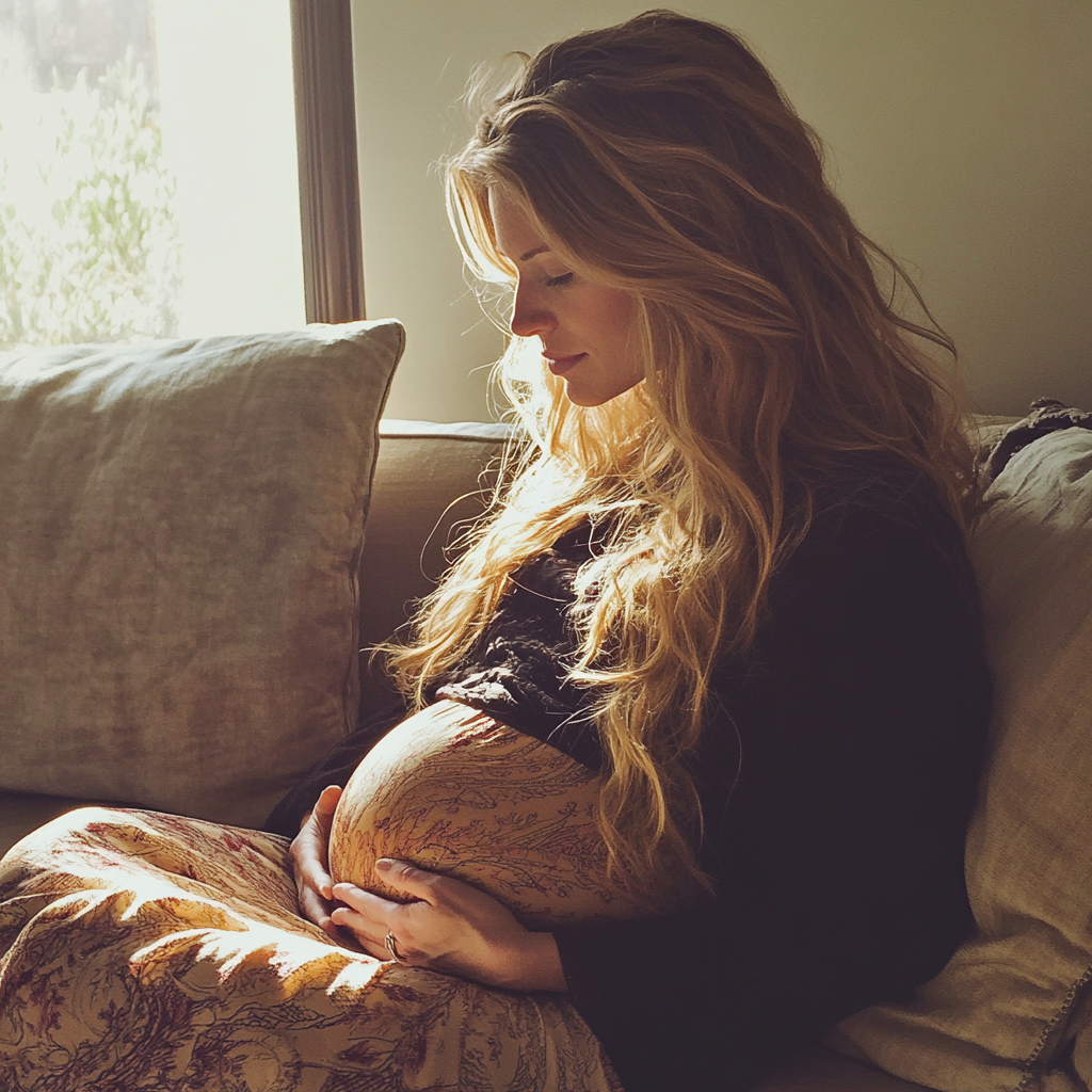 A pregnant woman holding her stomach | Source: no source
