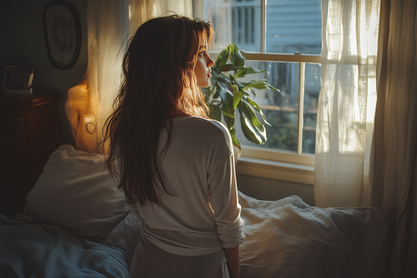 Woman peeping through the window | Source: No source