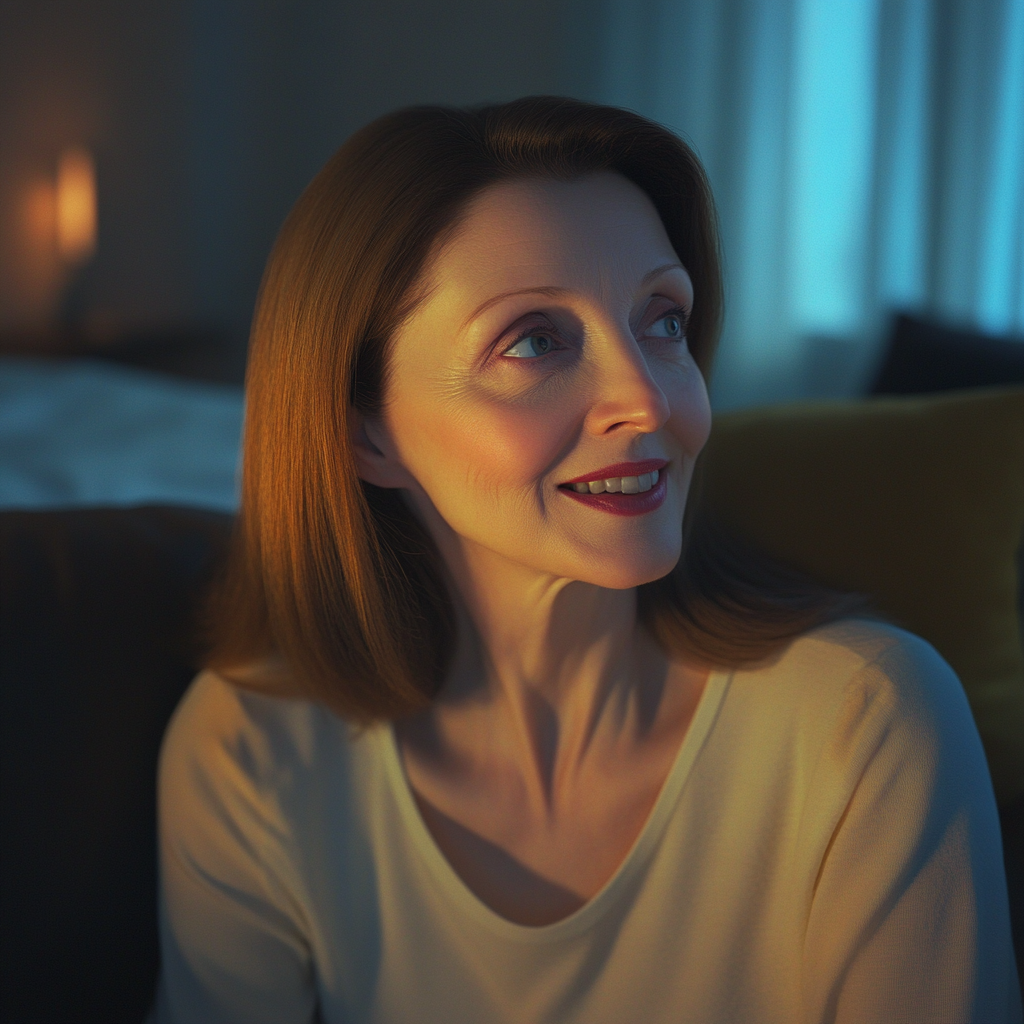 A woman sitting in her living room | Source: no source
