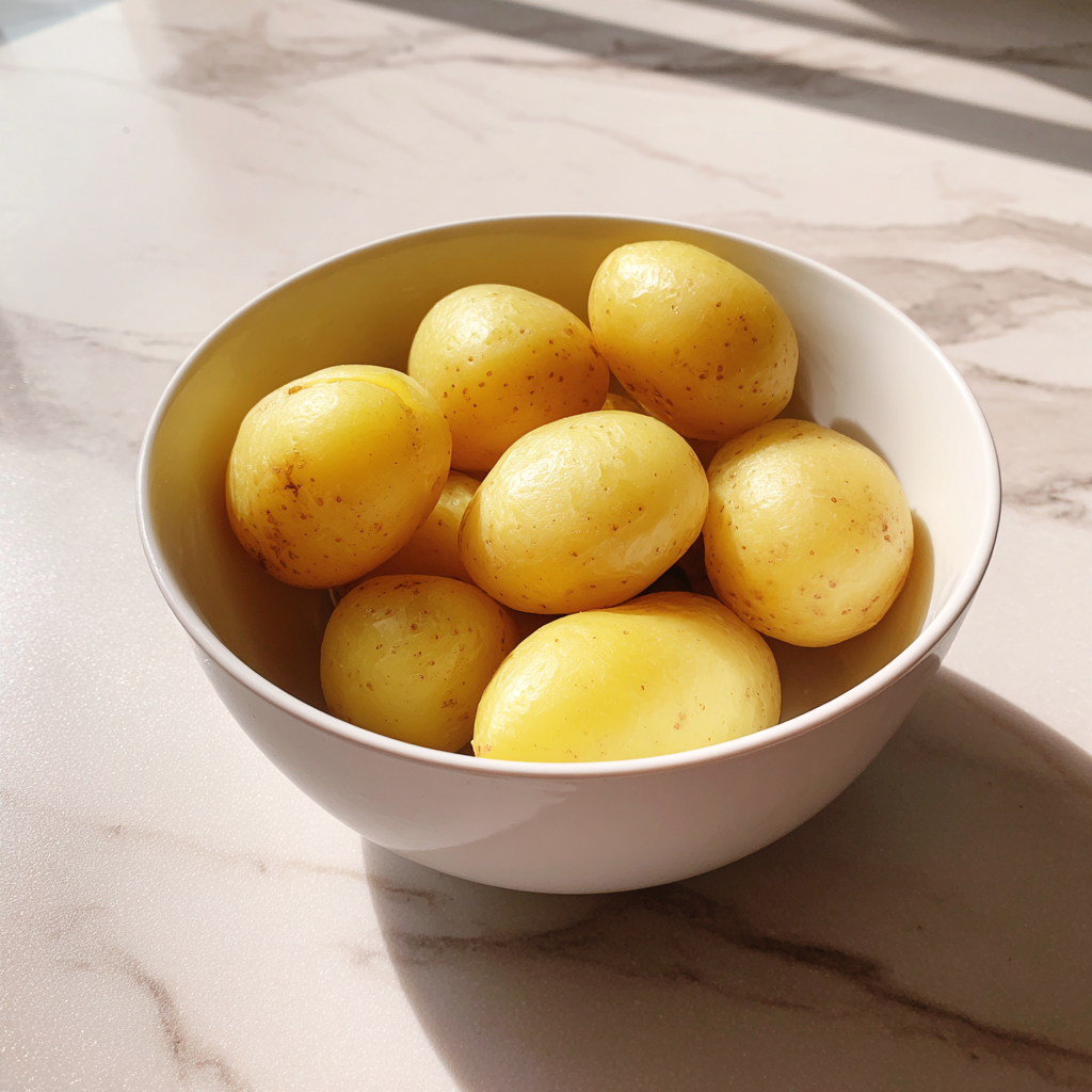 A bowl of potatoes on a kitchen counter | Source: no source