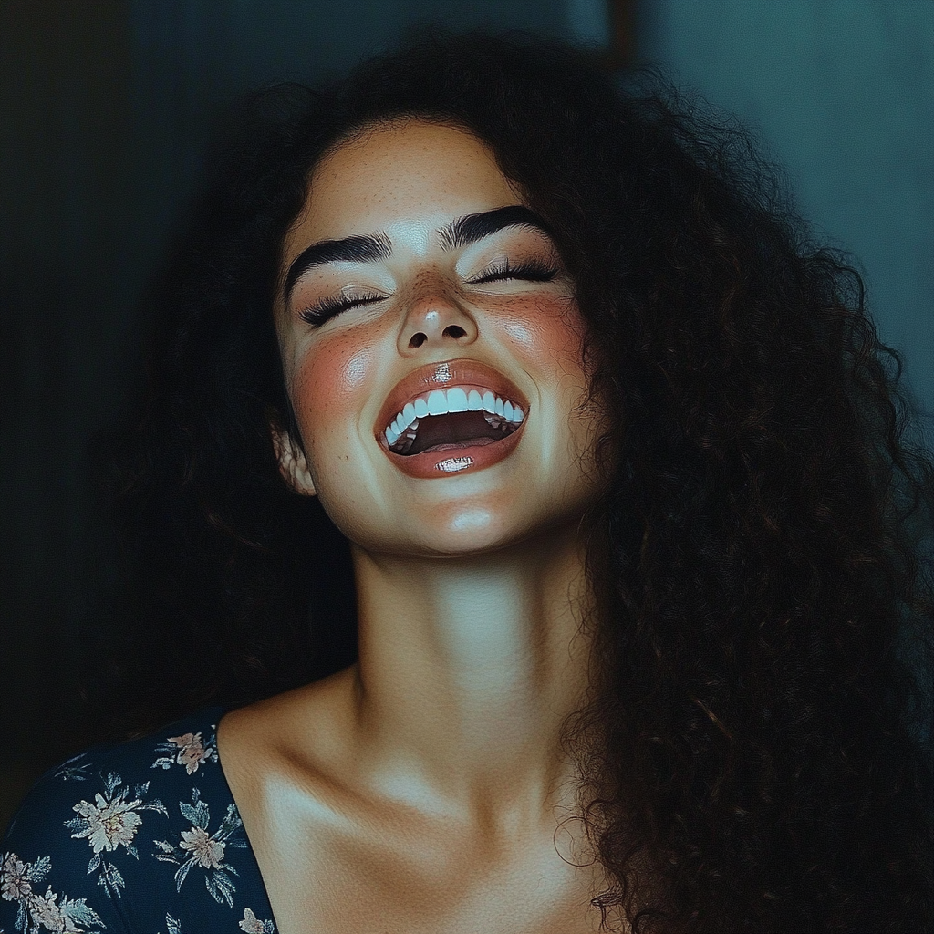 A woman laughing | Source: No source