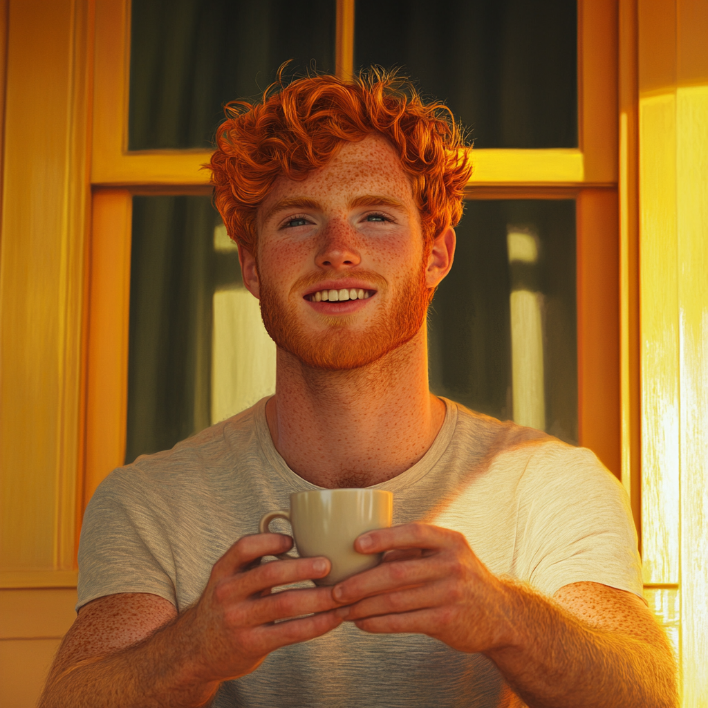 A cheerful man holding a teacup | Source: no source