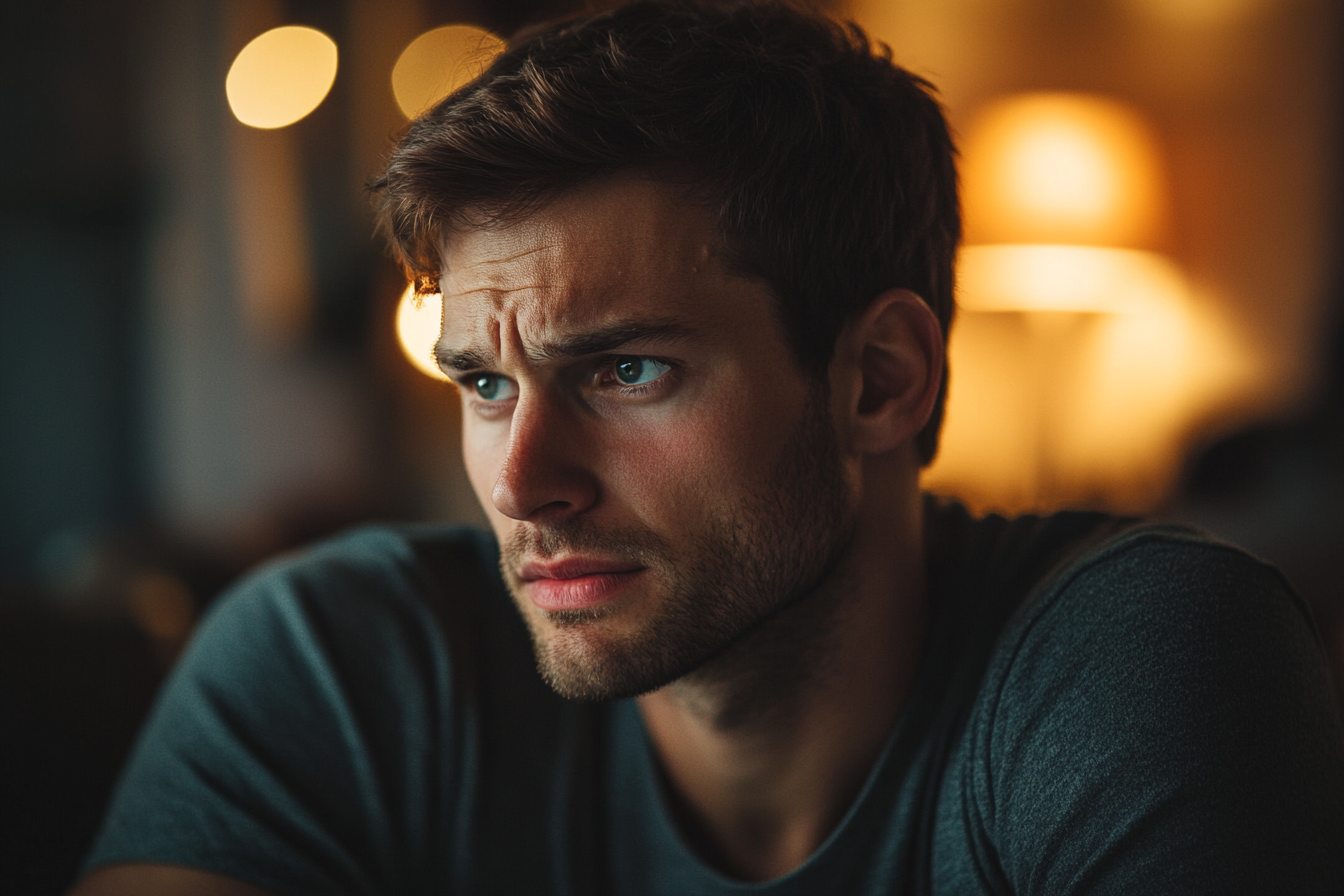 A sad man in a living room | Source: No source