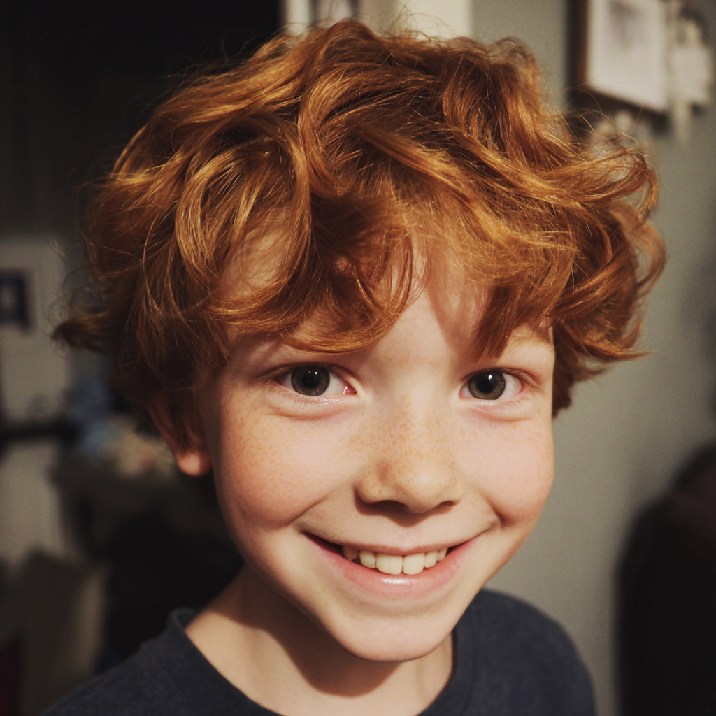 A smiling little boy with red hair | Source: no source