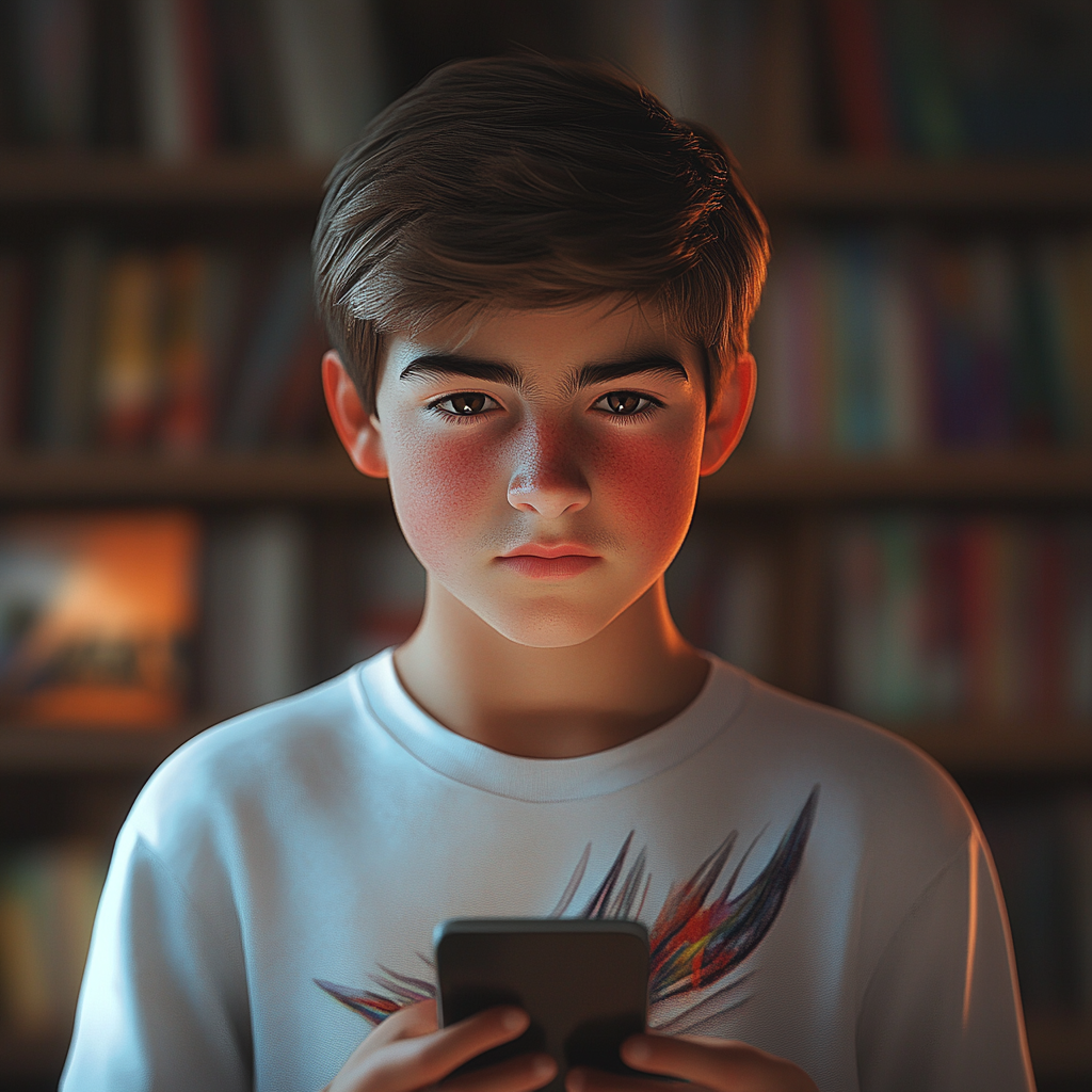 A boy using his phone | Source: No source
