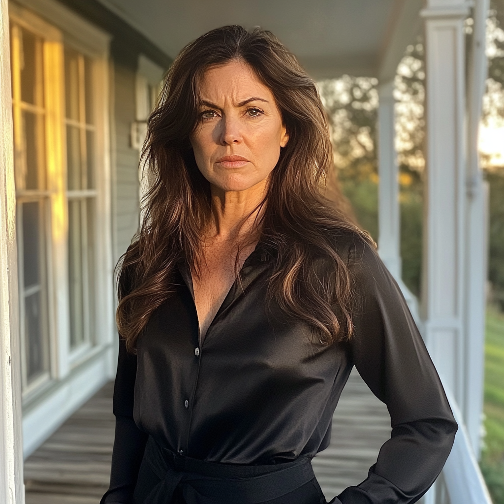 A woman standing on a porch | Source: no source