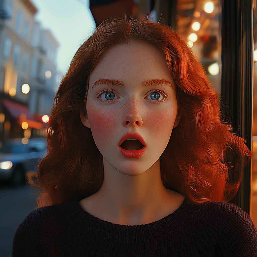 A startled woman standing on the street | Source: no source