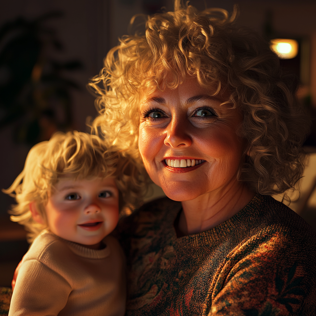 A cheerful grandmother babysitting a toddler | Source: No source