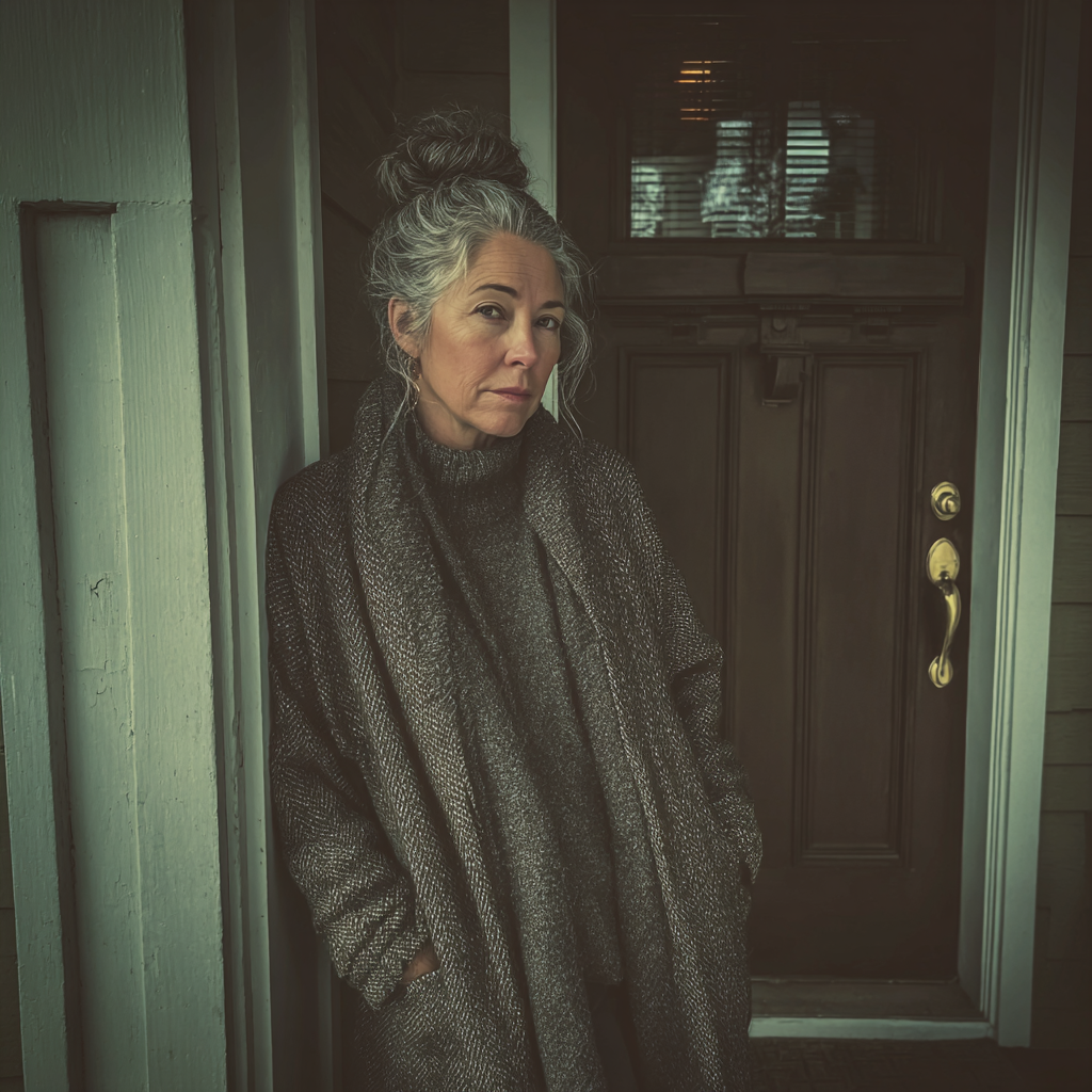 An older woman standing at a front door | Source: no source