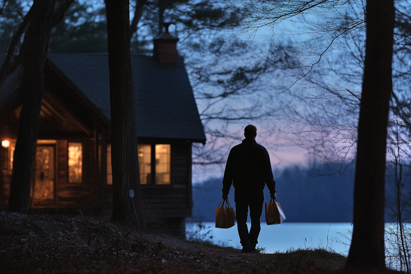 Silhouette of a man carrying grocery bags | Source: No source