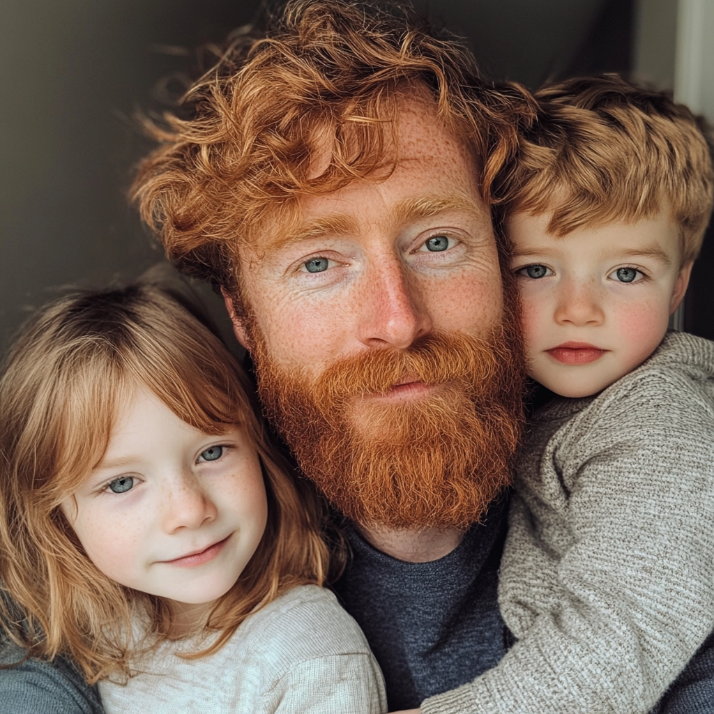 A smiling man with his children | Source: no source