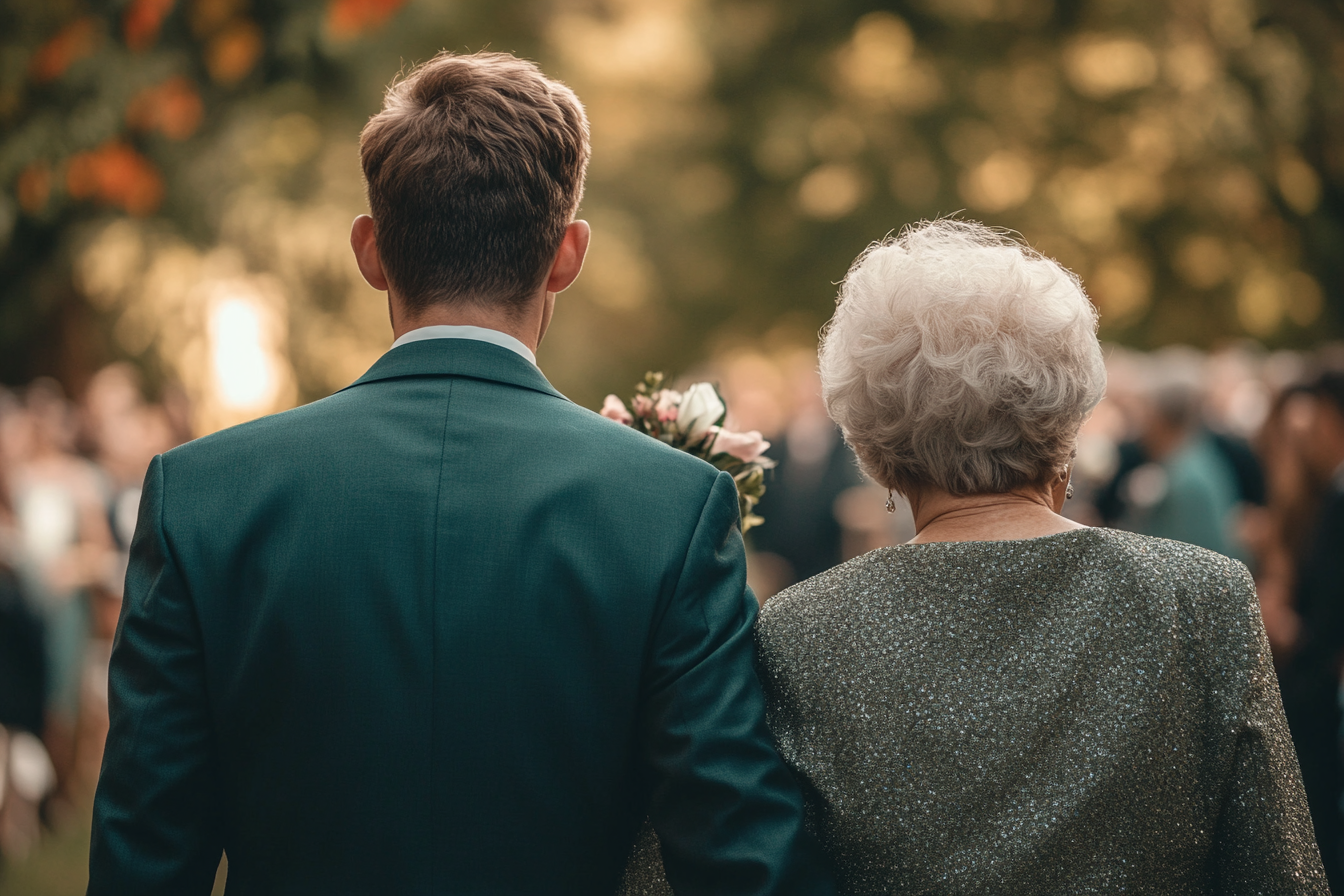 A man walking down the aisle with his mother | Source: No source