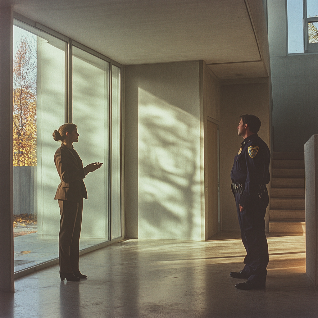 A woman talking to a policeman | Source: no source