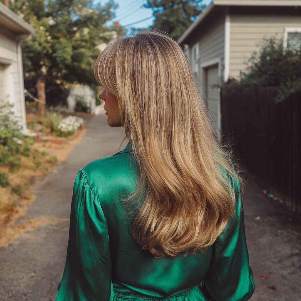 A woman walking down a driveway | Source: no source