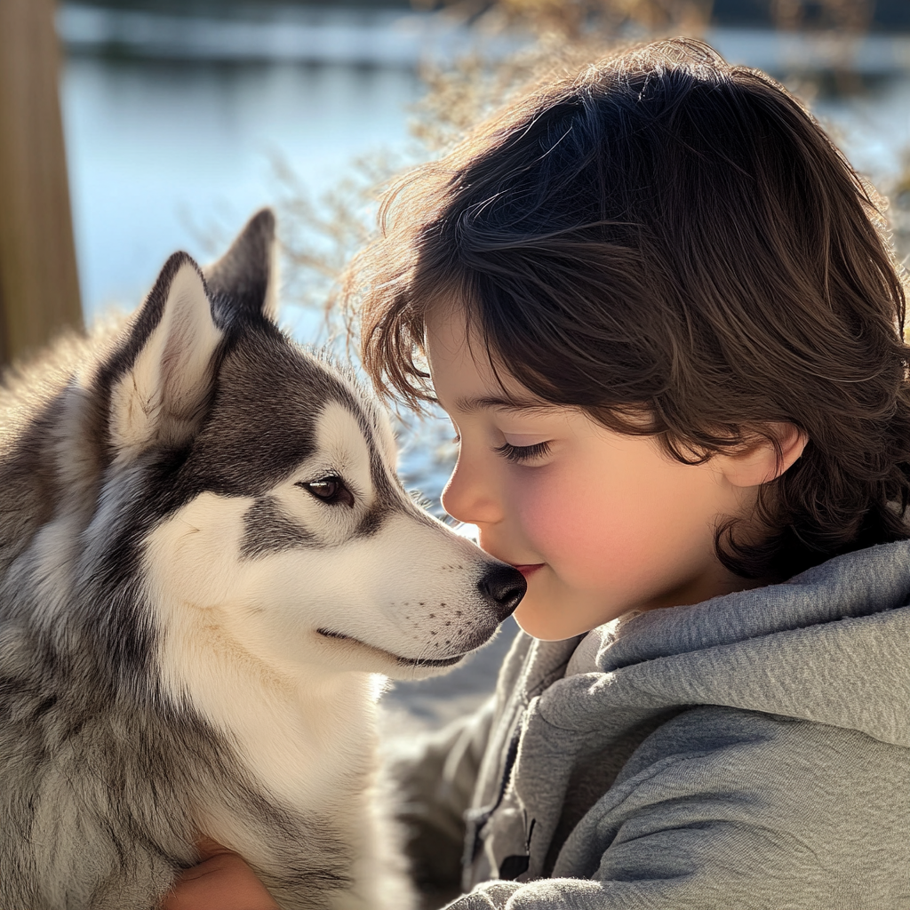 A little boy and his dog | Source: No source