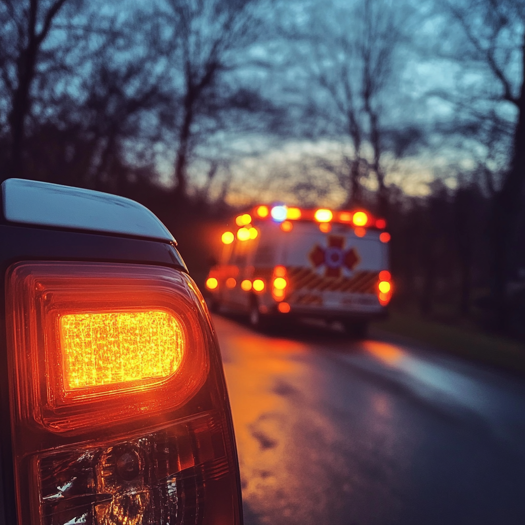 An ambulance with its lights on | Source: No source