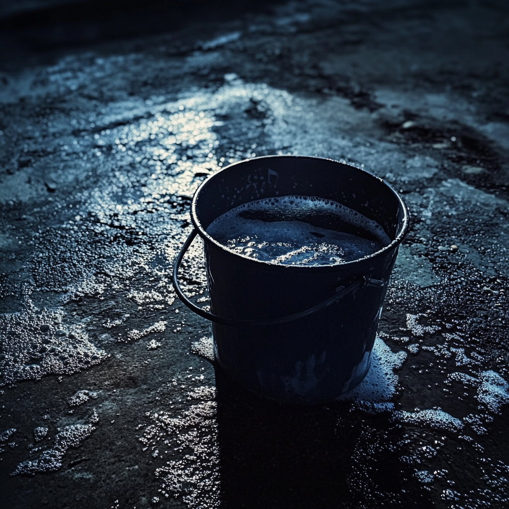 A bucket of soapy water | Source: No source