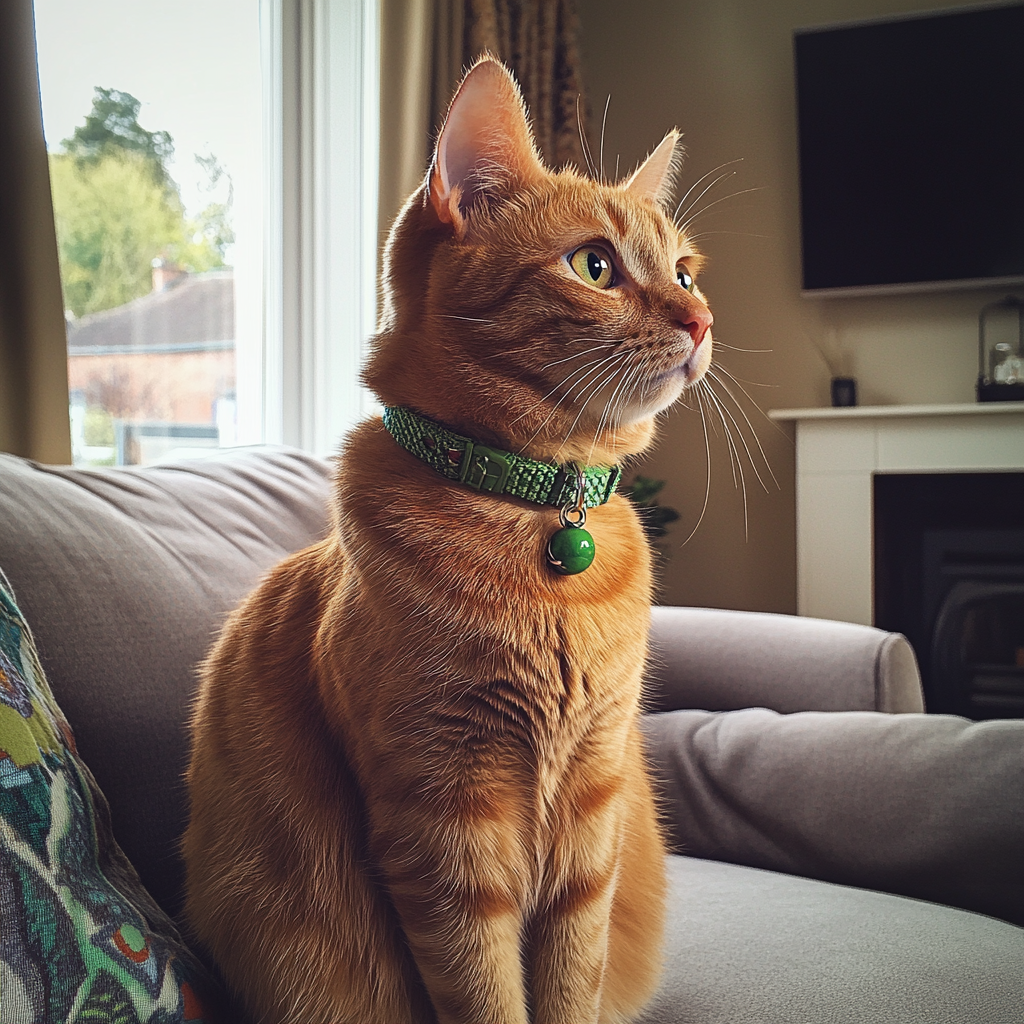 A ginger cat sitting on a couch | Source: No source